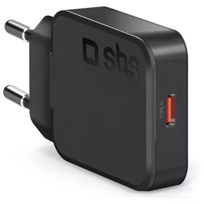 SBS TetraGANC1C20SLIM Caricabatterie GaN USB-C 20W Nero