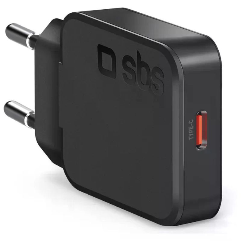 SBS TetraGANC1C20SLIM Caricabatterie GaN USB-C 20W Nero
