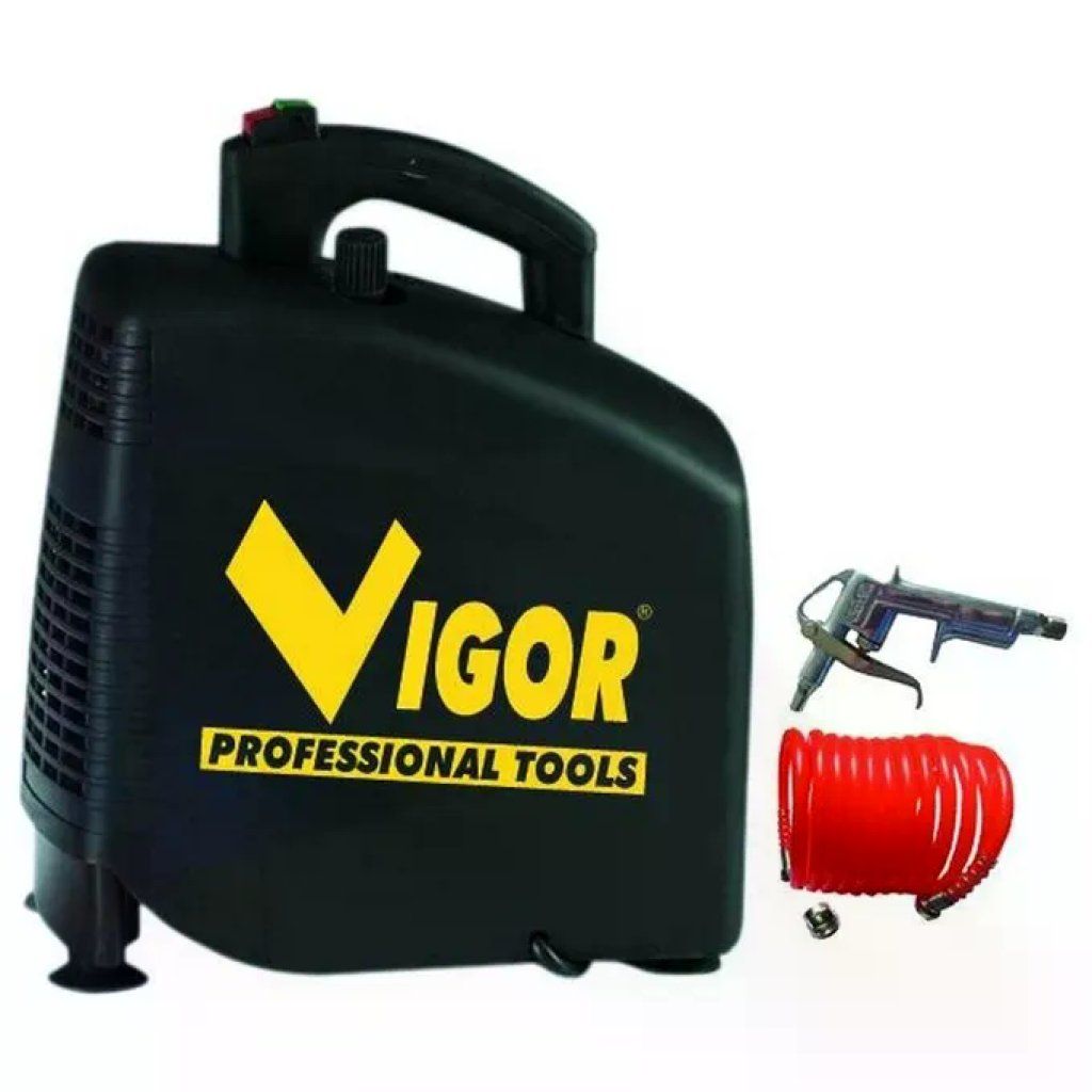 VIGOR-BLINKY Vigor VCA-ZERO Compressore Oil-Free 1,5 HP, 8 bar con Pistola e Tubo
