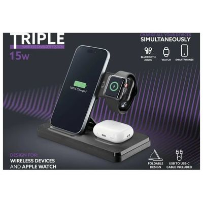 Cellularline Triple Station Caricatore Wireless 3-in-1 15 W Nero