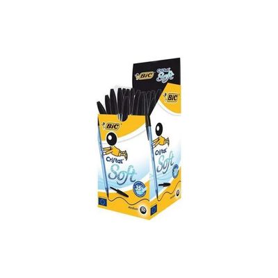BIC Cristal Soft – Confezione da 50 penne a punta media nere BIC Cristal Soft – Confezione da 50 penne a punta media nere