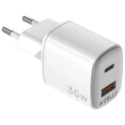 Celly caricabatterie GaN 35 W USB-C e USB-A bianco