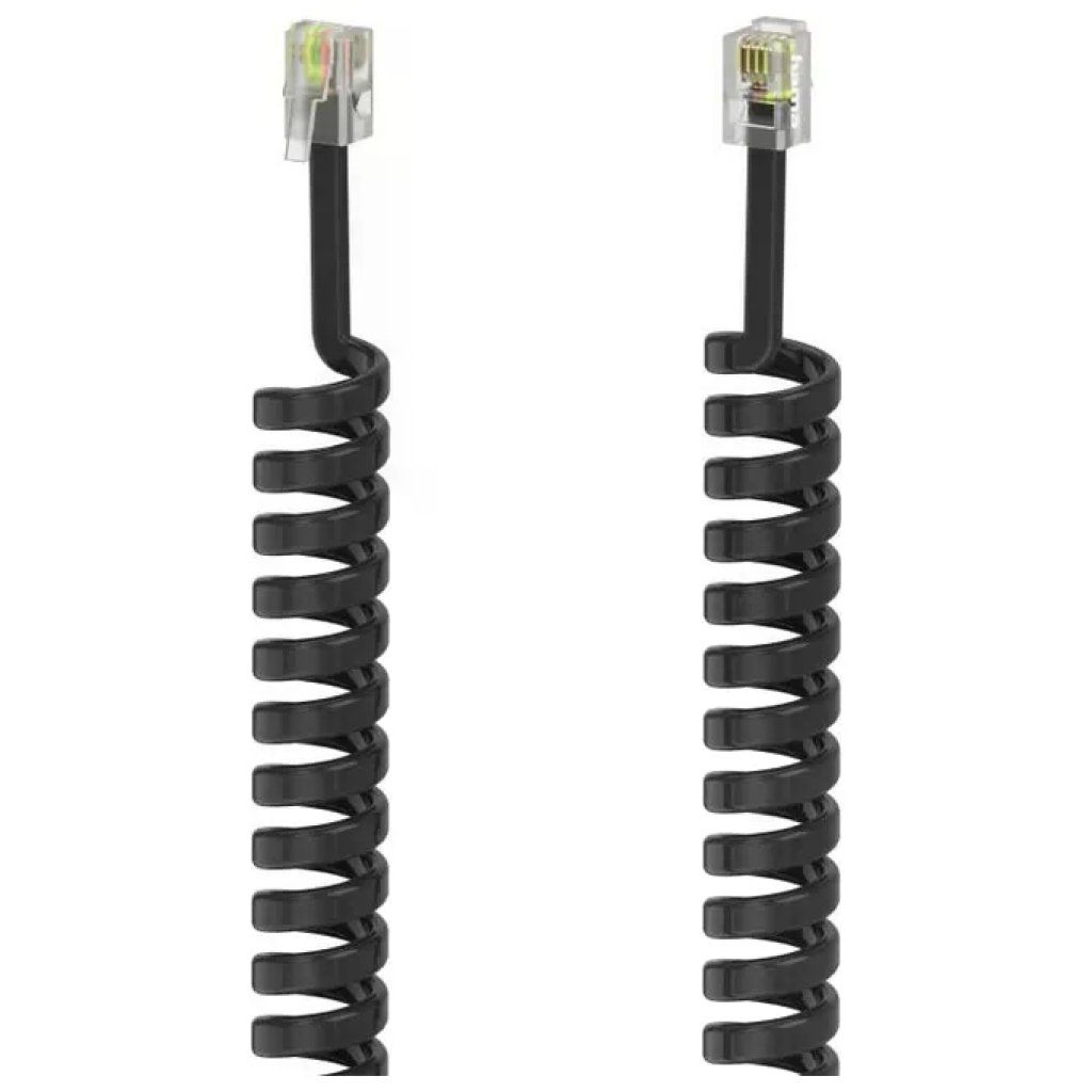 Hama 00201150 Cavo Telefonico Spiralato 4P4C Nero, 1,5 m Hama 00201150 Cavo Telefonico Spiralato 4P4C Nero, 1,5 m