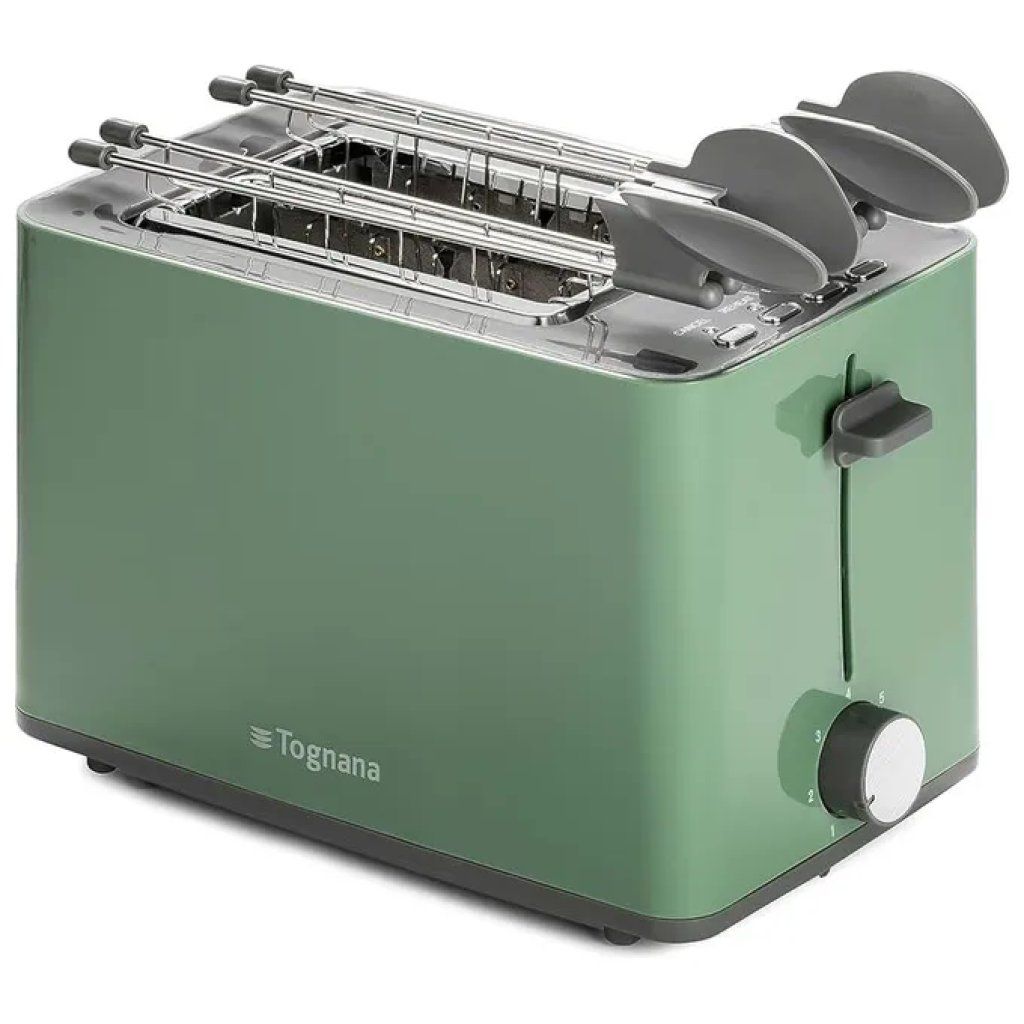 Tognana Iridea Tostapane 700 W con 2 Fessure e 2 Pinze, Grigio Perla