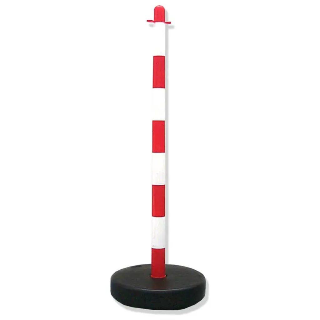 IVARS Paletto Segnaletico Bianco e Rosso con Base Riempibile, 90 cm
