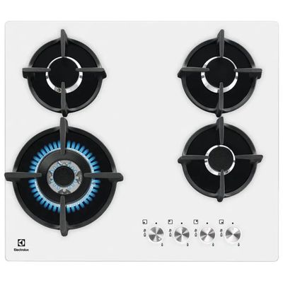 Electrolux Serie 600 KGG6437W Piano cottura a gas 60 cm, 4 fuochi con Wok, griglie in ghisa, Sicurgas, bianco Electrolux Serie 600 KGG6437W Piano cottura a gas 60 cm, 4 fuochi con Wok, griglie in ghisa, Sicurgas, bianco
