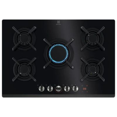 Electrolux KGG753753K Serie 800 Piano cottura a gas 75 cm, 5 fuochi, vetro nero