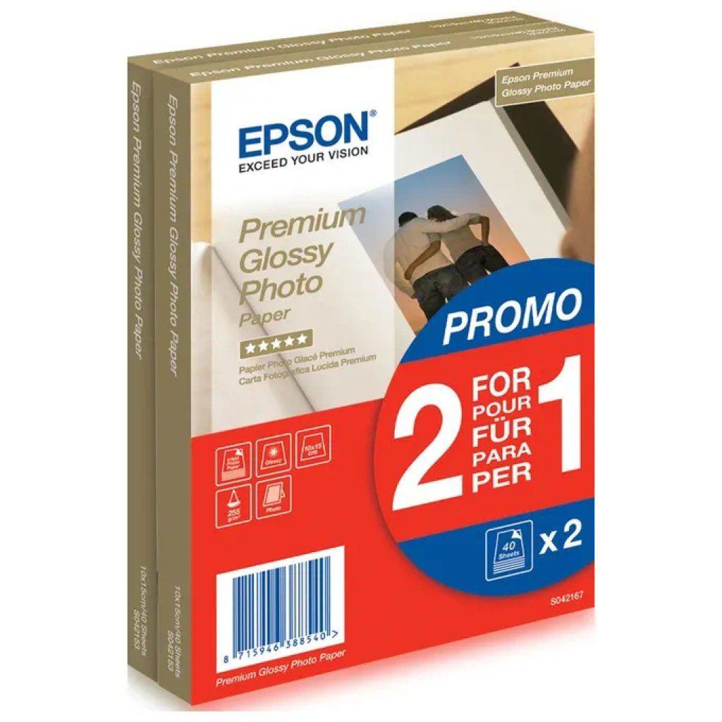 Epson Premium Glossy Carta Fotografica 10 x 15 cm, 80 fogli