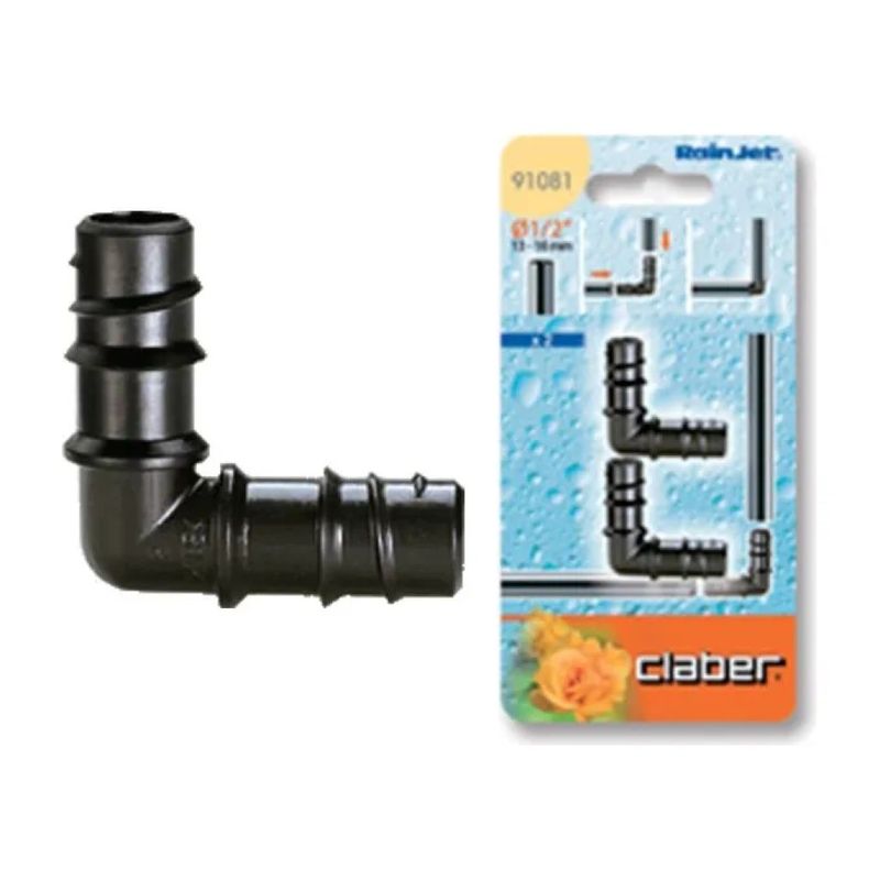 Claber Rainjet 91081 Raccordi a 90° per Tubo Collettore, 13–16 mm, 2 Pezzi