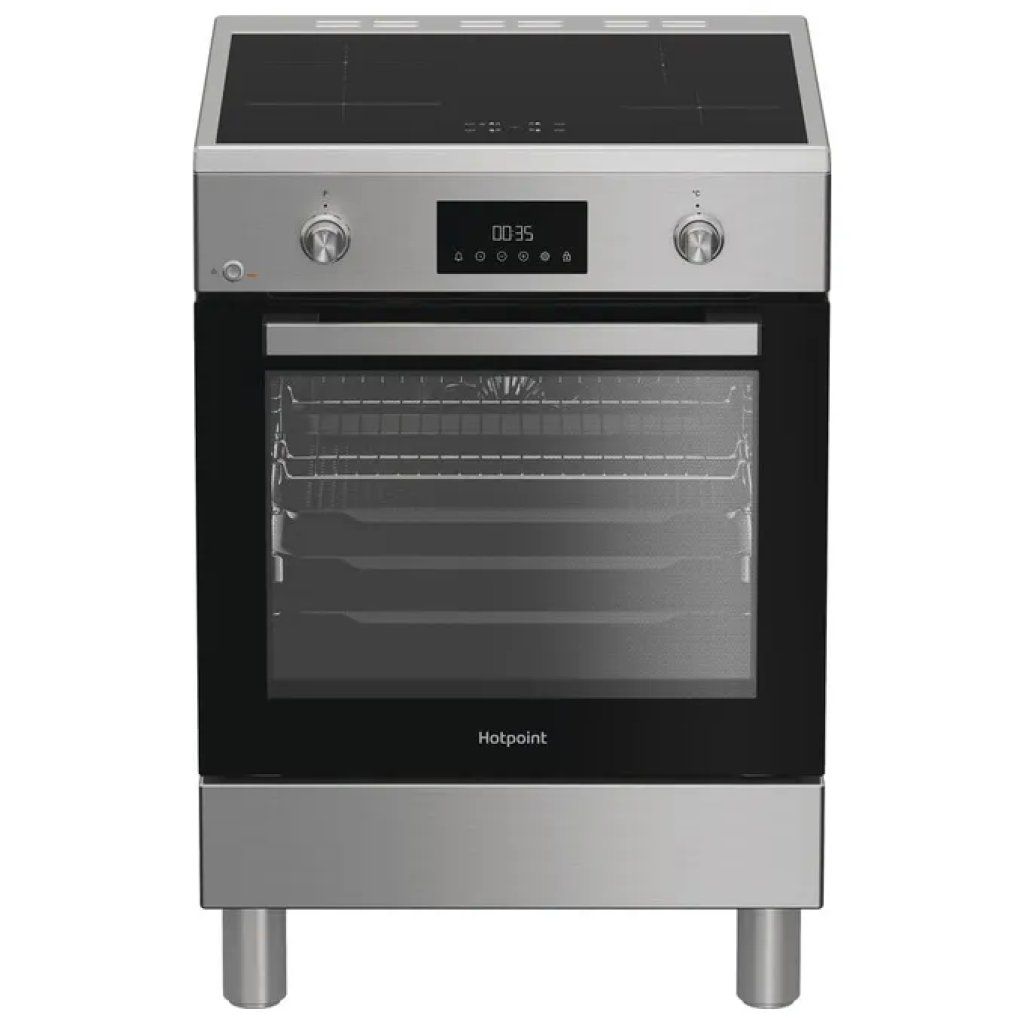Hotpoint H6I8LMSAX Cucina a Induzione con Forno Ventilato, 72 L, Classe A, Acciaio Inox