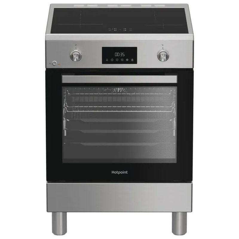 Hotpoint H6I8LMSAX Cucina a Induzione con Forno Ventilato, 72 L, Classe A, Acciaio Inox