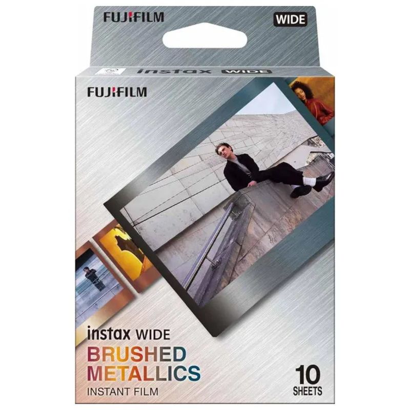 Fujifilm Instax Wide Pellicola Istantanea a Colori, Bordo Metallico Spazzolato, 10 Fogli