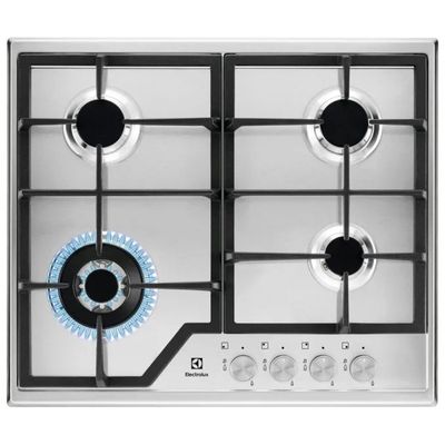 Electrolux KGS6436SX Piano Cottura a Gas 60 cm, 4 Fuochi, Wok e Griglie in Ghisa