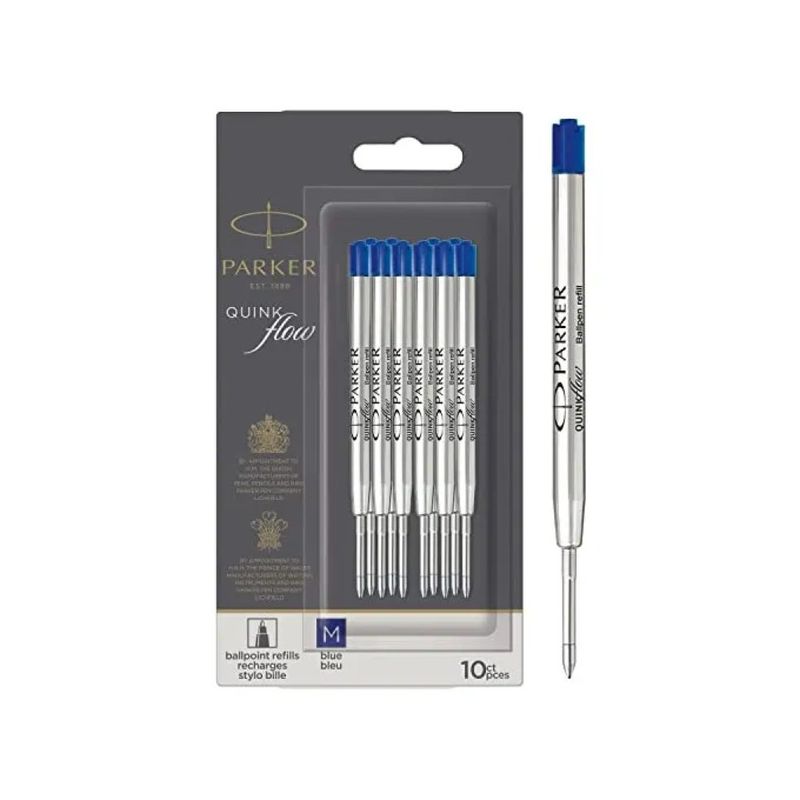 PARKER Quinkflow – 10 ricariche blu per penna a sfera, punta media 0,7 mm
