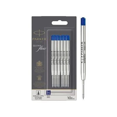 PARKER Quinkflow, 10 ricariche blu per penna a sfera, punta media 0,7 mm PARKER Quinkflow, 10 ricariche blu per penna a sfera, punta media 0,7 mm
