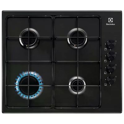 Electrolux KGS6404B Serie 300 Slim Side – Piano cottura a gas nero, 4 fuochi