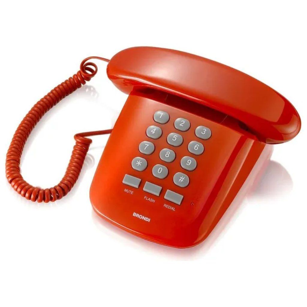 Brondi Sole Telefono Fisso con Filo, Design Retrò Rosso Ferrari