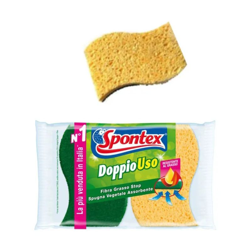 Spontex Spugne Abrasive Doppio Uso Grasso Stop, 2 Pezzi