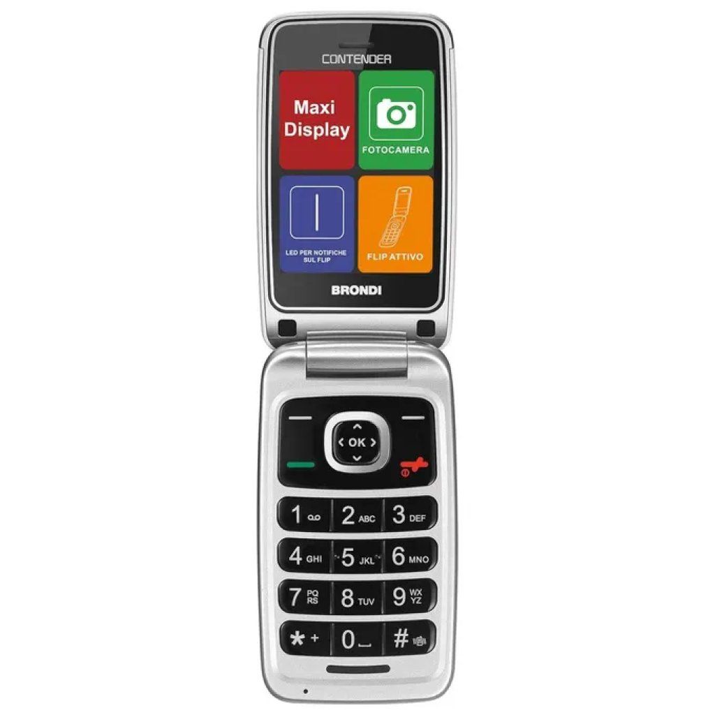 Brondi Contender Cellulare Dual SIM per Anziani, Bianco