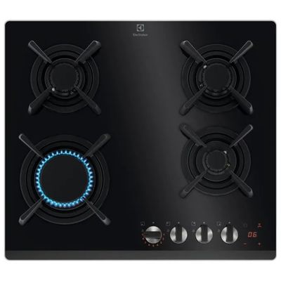 Electrolux KGG643753K Serie 800 Piano Cottura a Gas 60 cm, 4 Fuochi, Nero