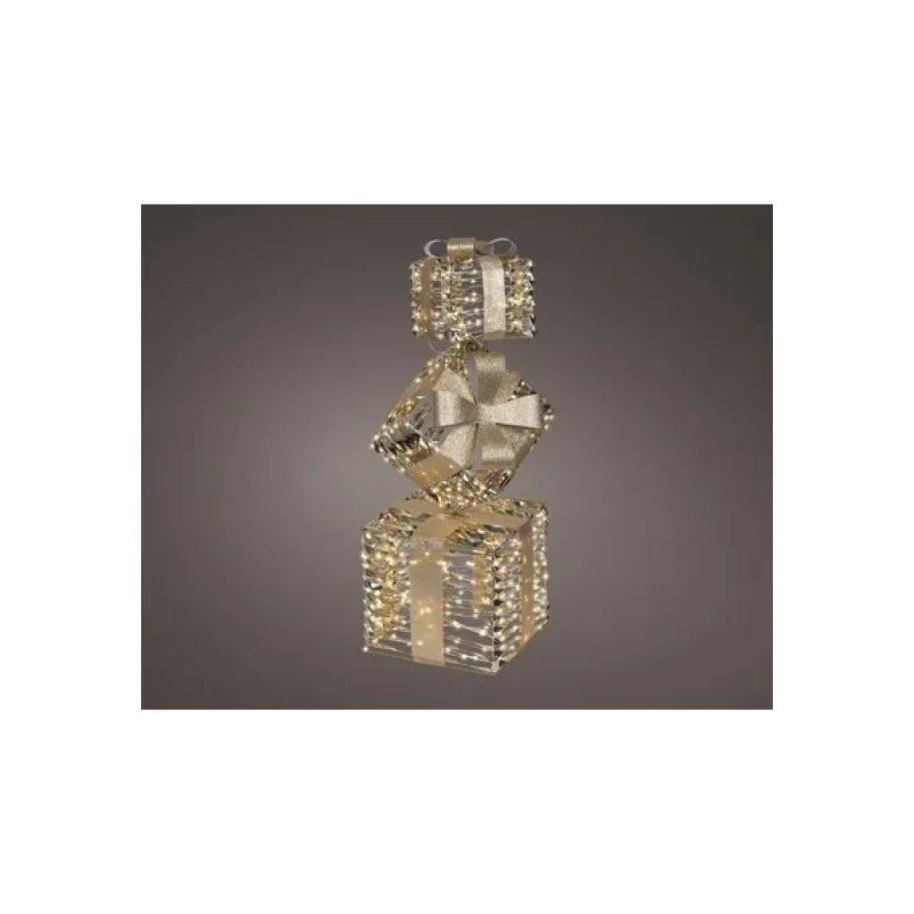 Kaemingk Figura Luminosa a Pacco Regalo Oro, 73 cm, 600 LED