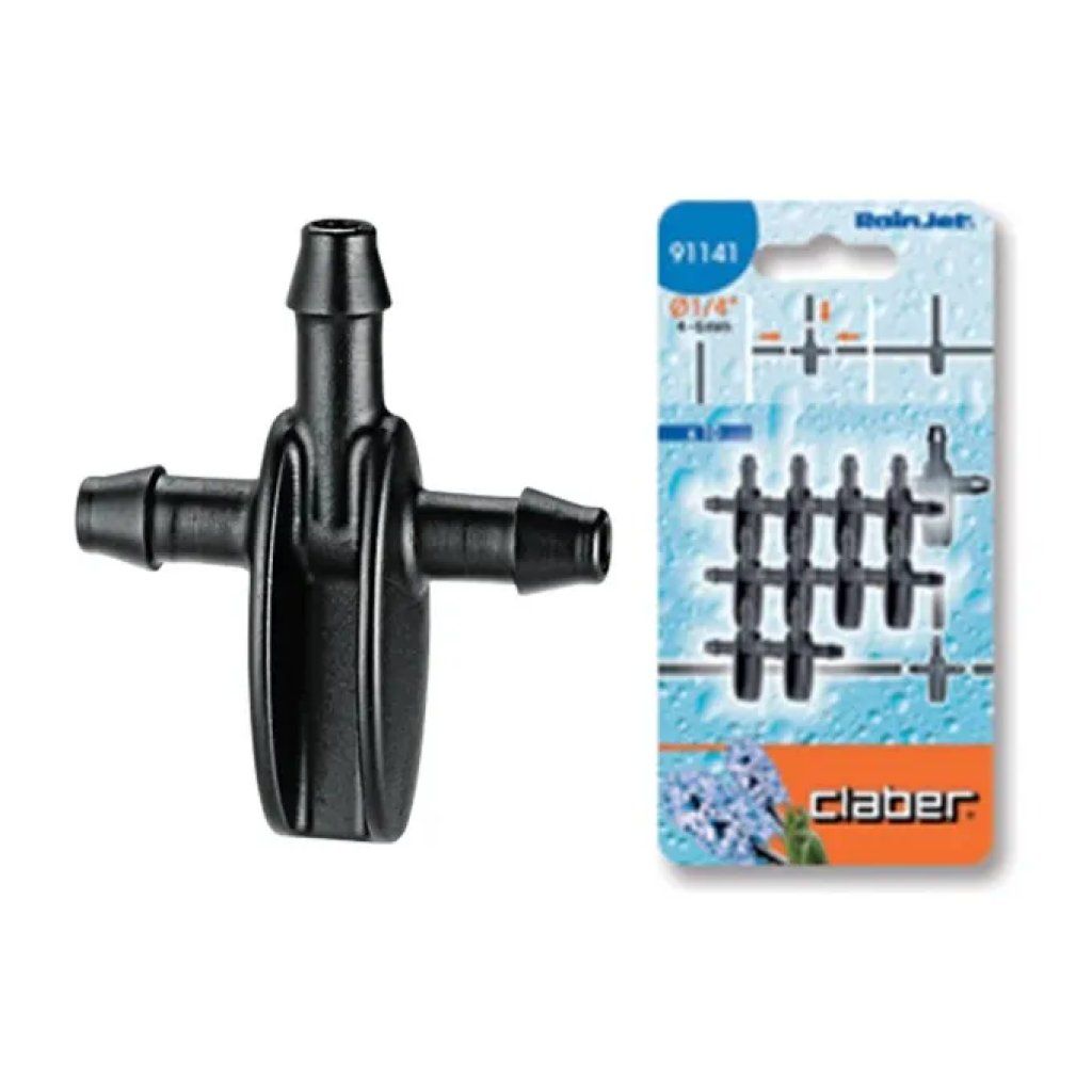 Claber 91141 Raccordo a 3 Vie per Irrigazione a Goccia, Tubo 4–6 mm, 10 Pezzi