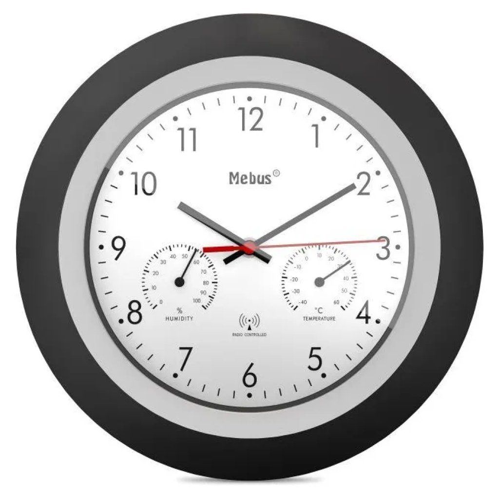Mebus 19449 Orologio da Parete Radiocontrollato con Termometro e Igrometro