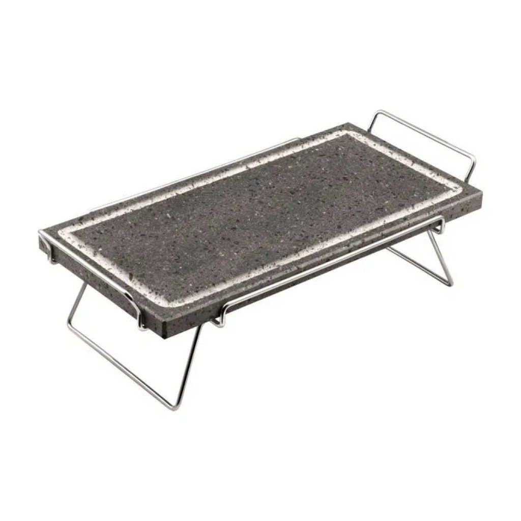 ILSA ILS149 Piastra Rettangolare in Pietra Lavica 19 × 37 cm con Supporto Ripiegabile