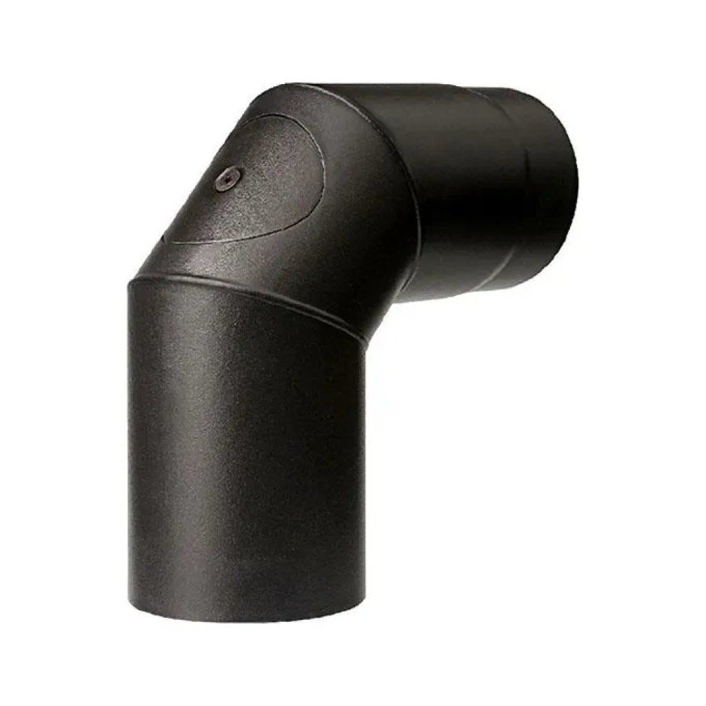 ALA 2000 Gomito per Stufa a 90° con Ispezione 12 cm Nero