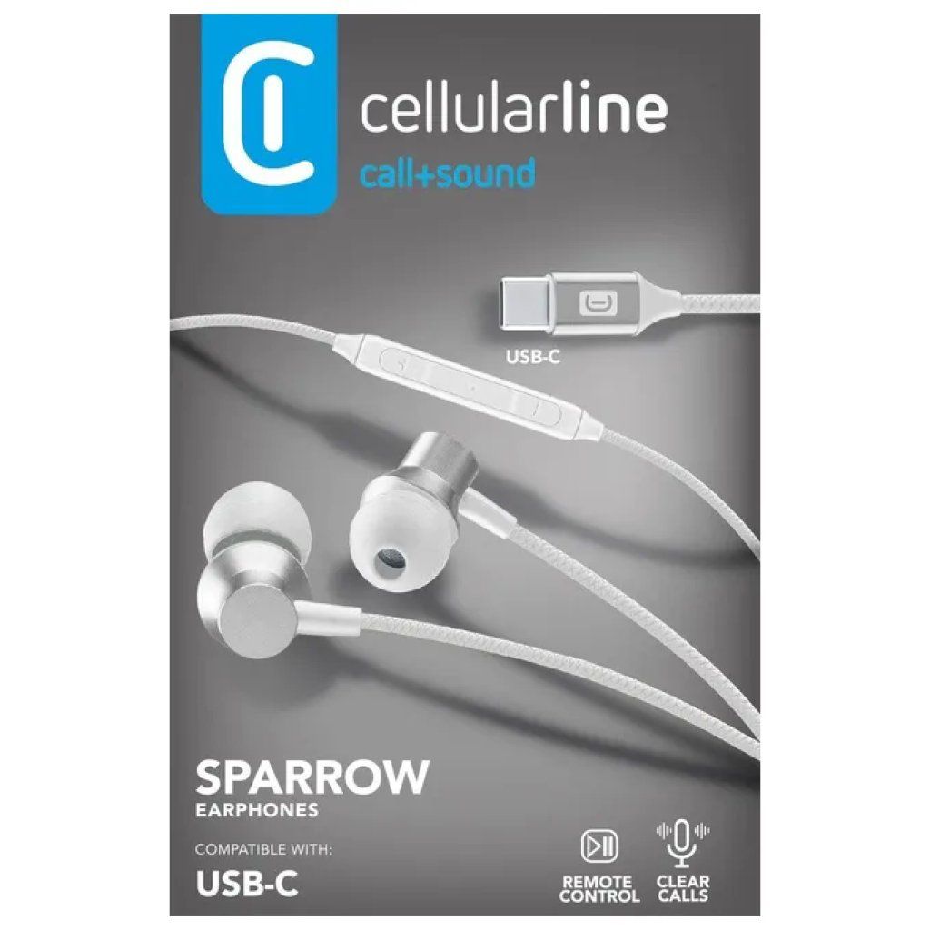 Cellularline Auricolari In-Ear con Microfono USB-C Bianchi