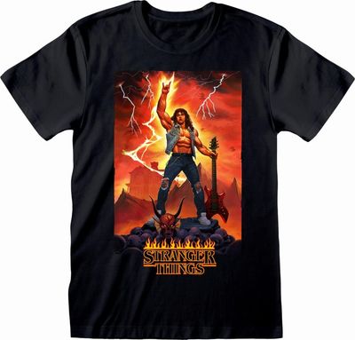 HEROES INC T-shirt nera Stranger Things Eddie Rocks – XXL