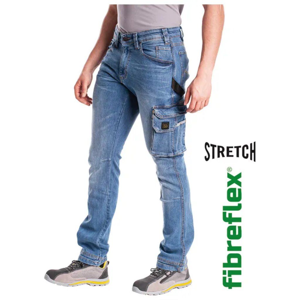 VIGOR-BLINKY Rica Lewis Job1 Jeans da Lavoro Stretch Multitasche Blu Chiaro, Taglia 60