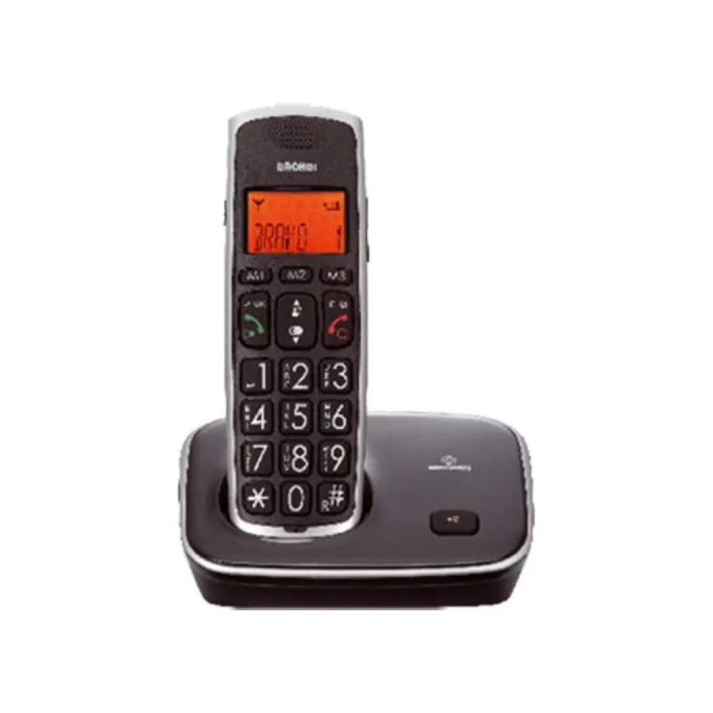 Brondi Bravo Gold 2 Telefono Cordless DECT Nero con Tasti Grandi