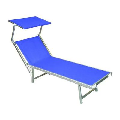 VETTE 04912 Lettino da Spiaggia in Alluminio Blu con Parasole