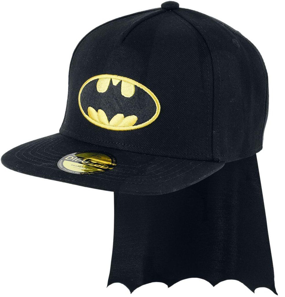 DIFUZED Cappellino Batman nero con visiera piatta e mantello