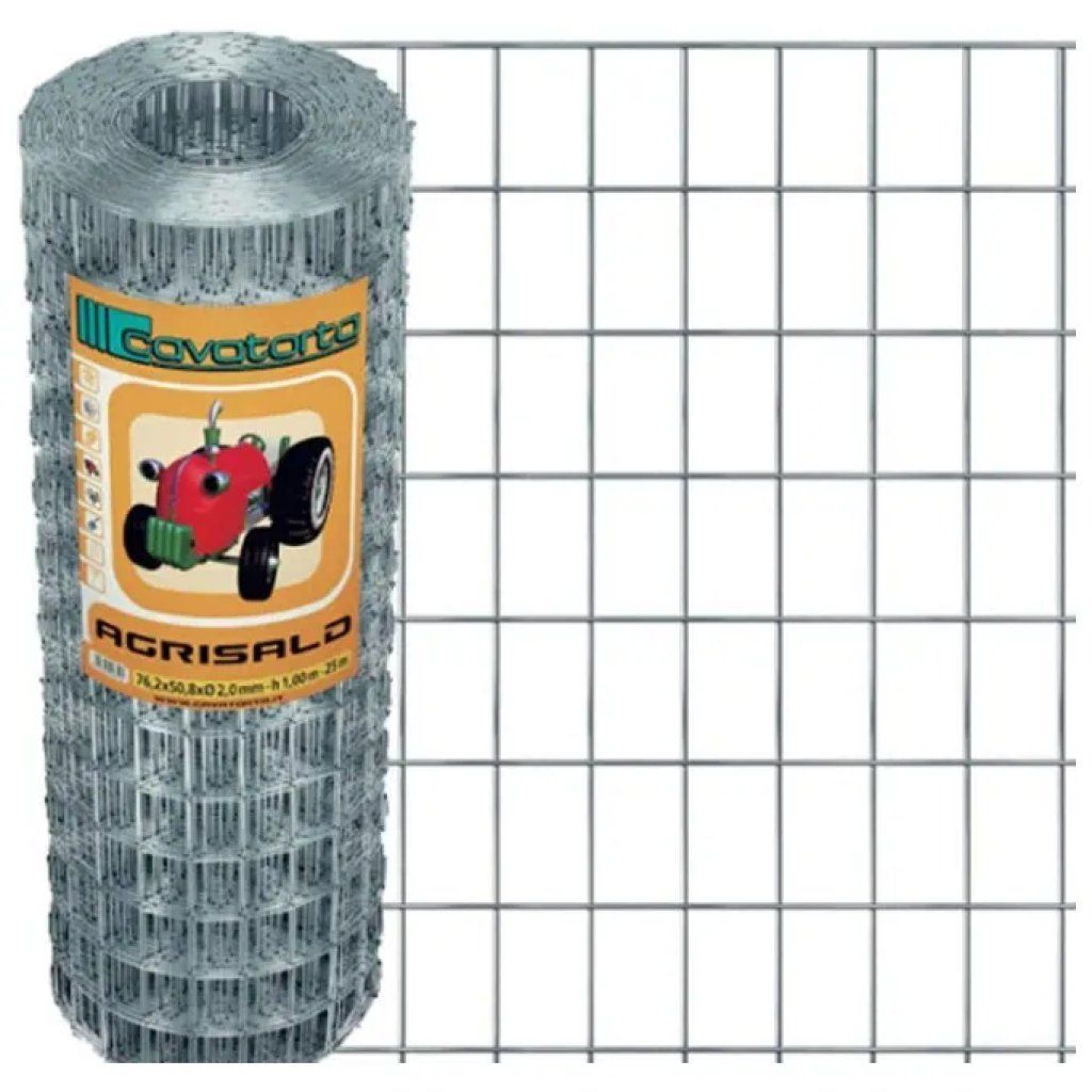 CAVATORTA Agrisald – Rete elettrosaldata zincata 25 m, maglia 50 × 75 mm, filo 2 mm, altezza 80 cm CAVATORTA Agrisald – Rete elettrosaldata zincata 25 m, maglia 50 × 75 mm, filo 2 mm, altezza 80 cm