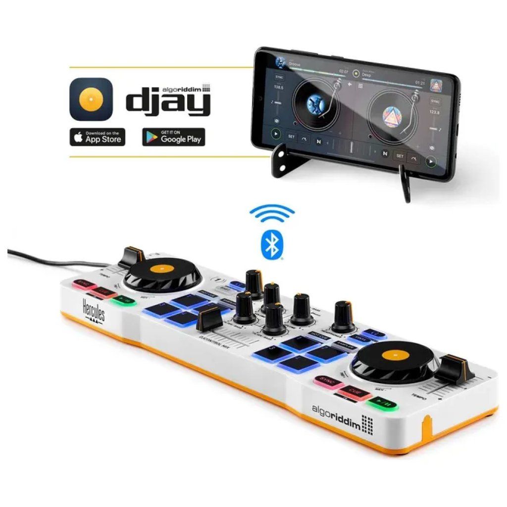 Hercules DJControl Mix – Controller DJ Bluetooth a 2 canali, bianco Hercules DJControl Mix – Controller DJ Bluetooth a 2 canali, bianco