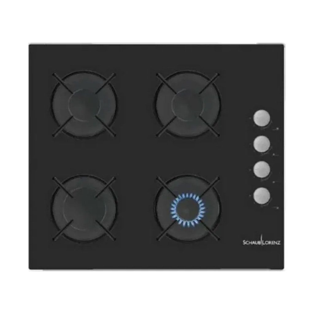 Schaub Lorenz SSPC604GL Piano Cottura a Gas da Incasso, 60 cm, 4 Fuochi, Nero