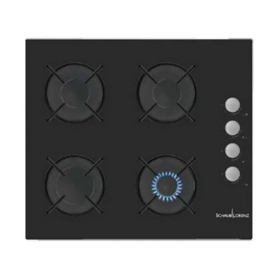 Schaub Lorenz SSPC604GL Piano Cottura a Gas da Incasso, 60 cm, 4 Fuochi, Nero