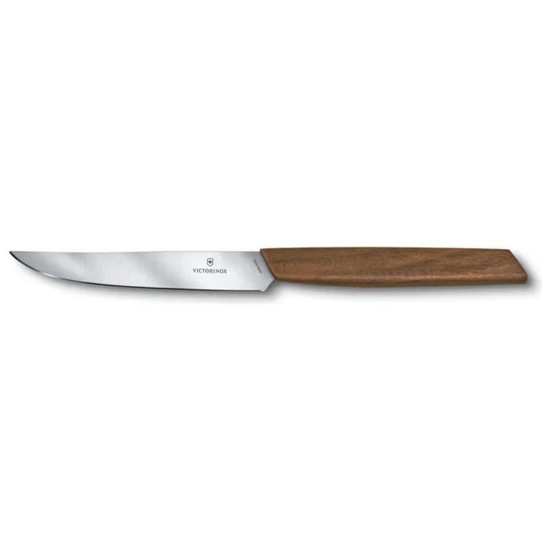 Victorinox Swiss Modern Set di 2 Coltelli da Bistecca, Lama 12 cm, Manico in Noce