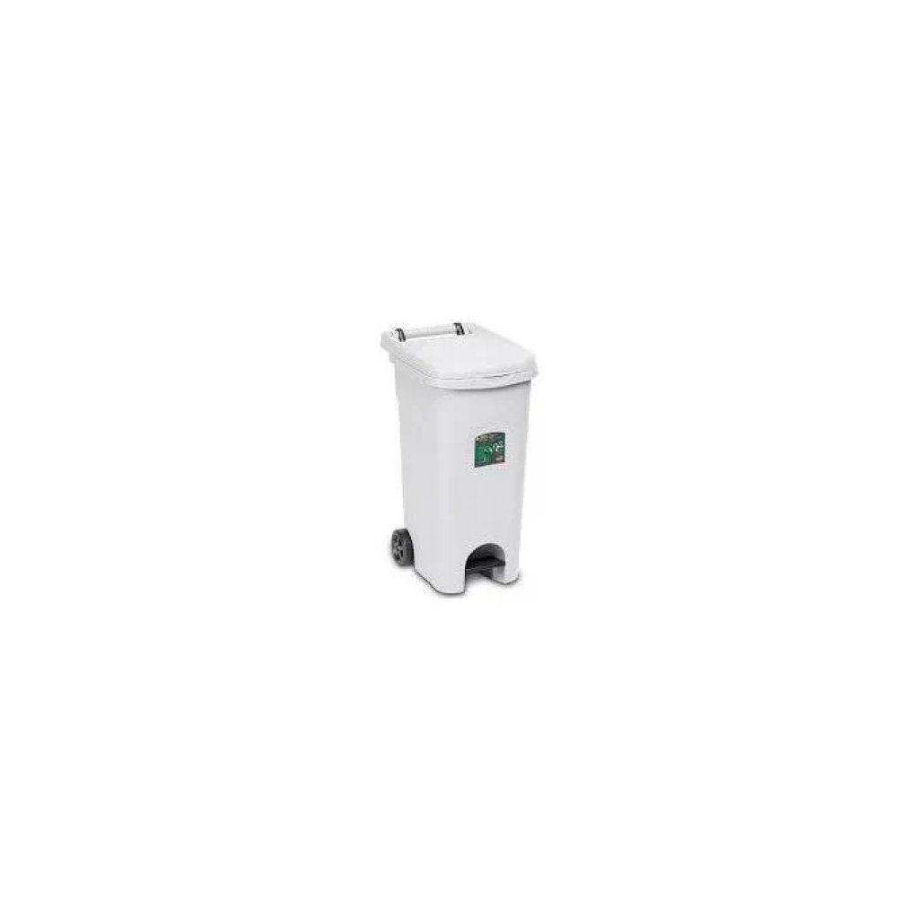 Stefanplast Urban Eco System Pattumiera con Pedale e Ruote, 80 L, Bianca