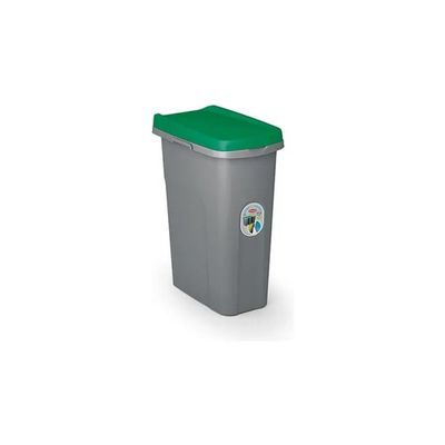 Stefanplast Eco System Pattumiera 25 L Grigia con Coperchio Verde
