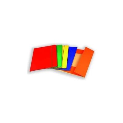 Brefiocart Cartelline a 3 Lembi con Elastico, 25 × 35 cm, Arancioni, Confezione da 10