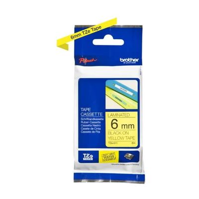 BROTHER Nastro Brother TZe-611 Nero su Giallo, 6 mm x 8 m