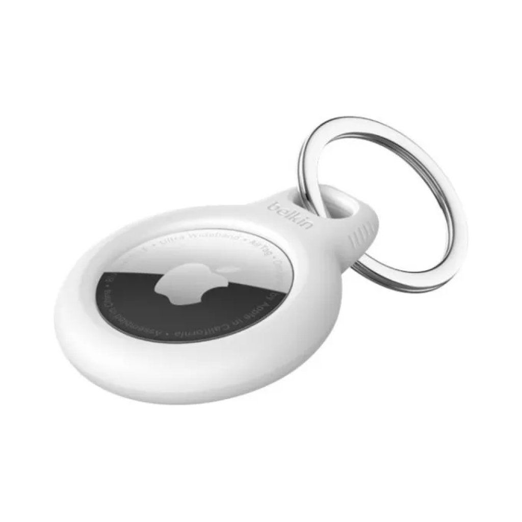 Belkin Secure Holder per AirTag con anello portachiavi, 2 pezzi, bianco e nero