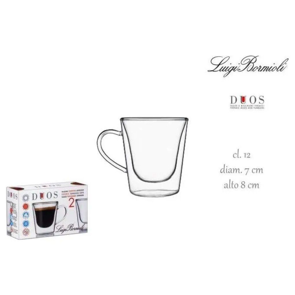 BORMIOLI Luigi Bormioli 1441 – Set 2 tazze espresso in vetro a doppia parete, 120 ml