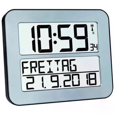 TFA-DOSTMANN TFA Dostmann TIMELINE MAX Orologio Digitale da Parete Radiocontrollato, Argento