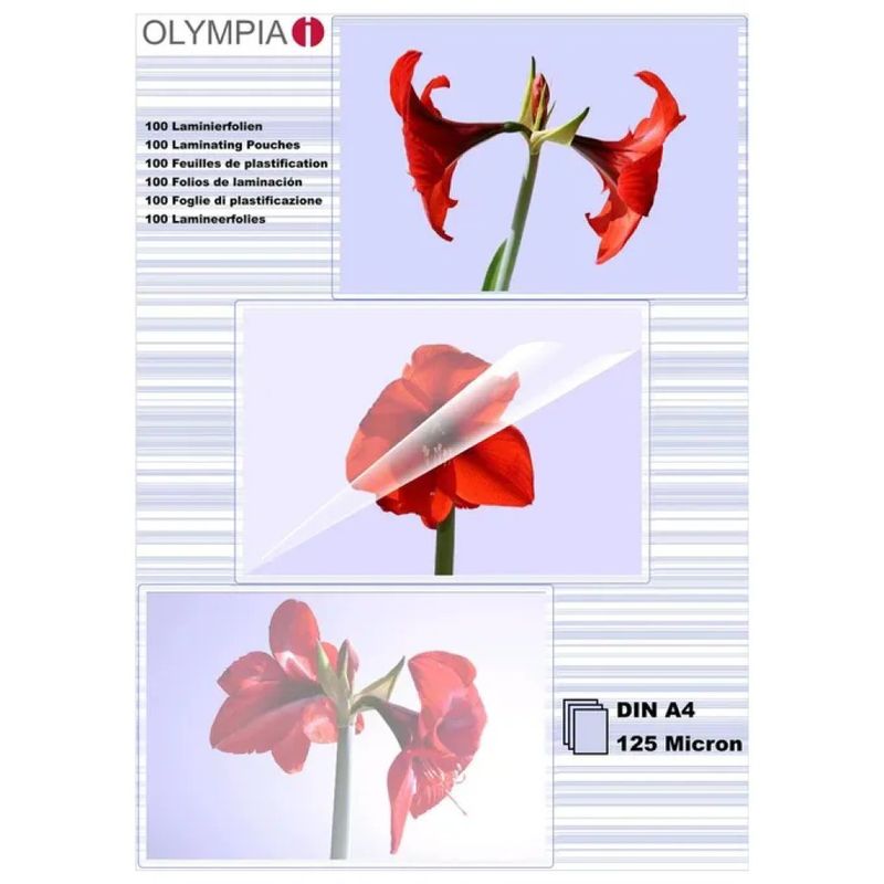 Olympia Fogli per Plastificare A4, 125 Micron, 100 Pezzi