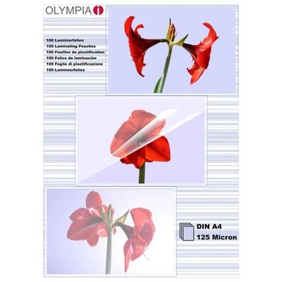 Olympia Pellicole per Plastificazione A4, 125 Micron, 100 Pezzi Olympia Pellicole per Plastificazione A4, 125 Micron, 100 Pezzi