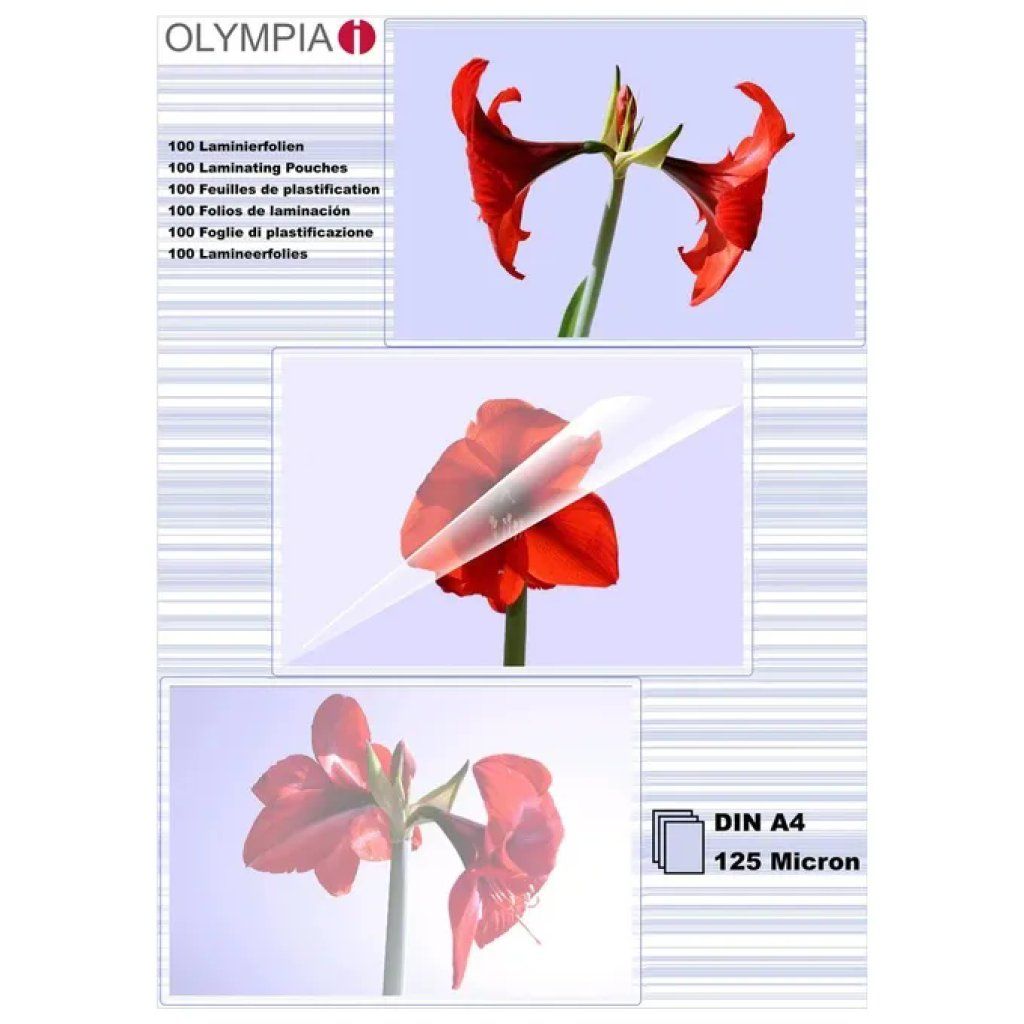 Olympia Pellicole per Plastificazione A4, 125 Micron, 100 Pezzi